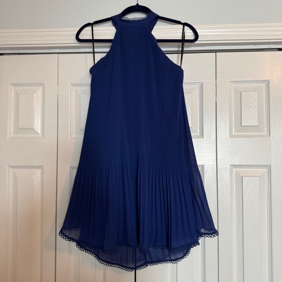 Lulus Elegant cobalt Blue Pleated Halter Dress size Small - Picture 2 of 12